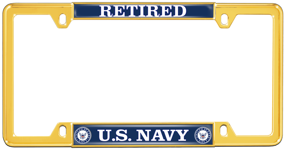 U.S. Navy Retired - Car Metal License Plate Frame (WB)